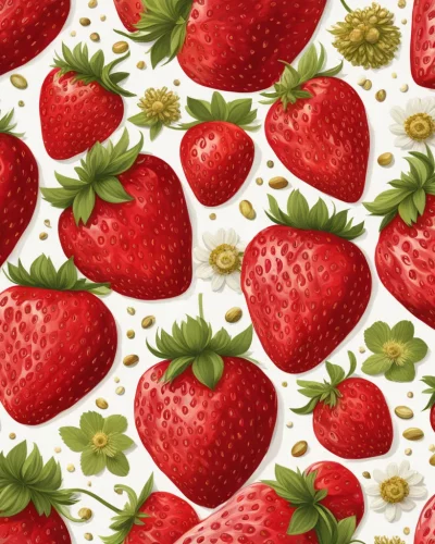 Strawberries with seeds that grow into dream symbols, representing fertility and sweet experiences.