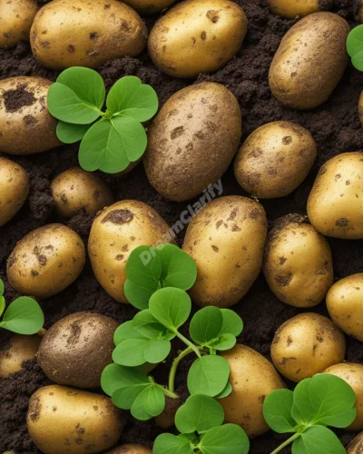 Irish potatoes growing dream symbols as sprouts, representing hidden potential and cultural roots.