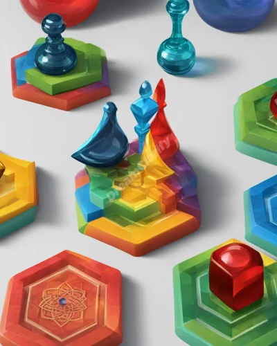 Game pieces coming to life with dream symbols, representing strategy and life choices.