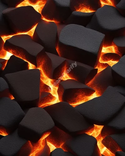 Glowing coals forming meaningful patterns, symbolizing transformation and passion.