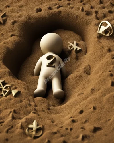 A figure trapped in quicksand made of dream symbols, representing feeling stuck.