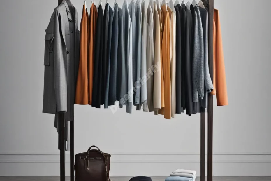 Clothes rack with each garment revealing a different dream scene when worn, representing identity.