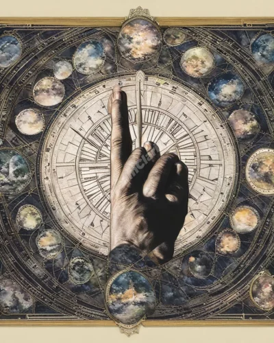 A finger pointing to various dream symbols, representing focus and direction.