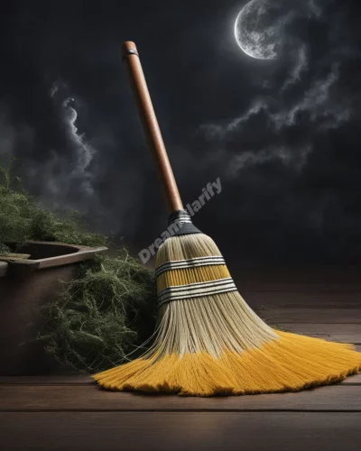 A broom sweeping away old dream symbols to reveal new ones, representing clearing and renewal.