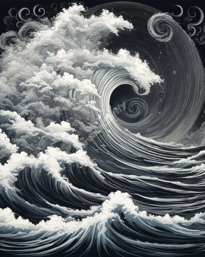 A hurricane swirling with dream symbols, representing chaos and emotional turmoil.