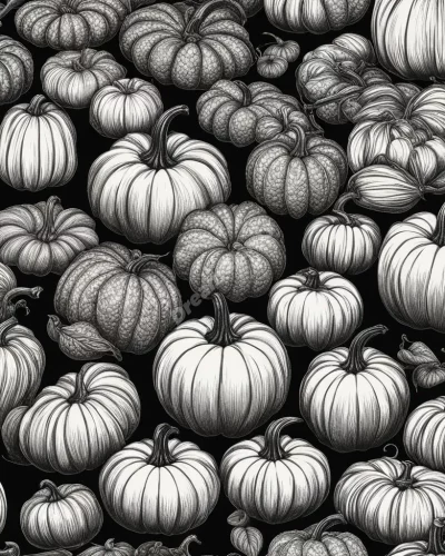 Pumpkins growing to reveal hidden dream symbols, representing harvest and creativity.