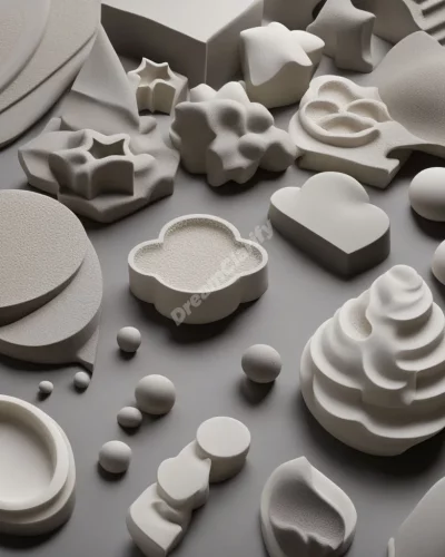 Putty molding into various dream shapes, representing flexibility and adaptation.