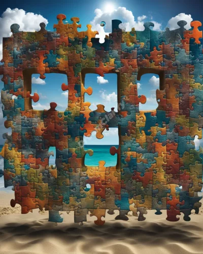 Puzzle pieces forming a complete dream scene, representing problem-solving and integration.