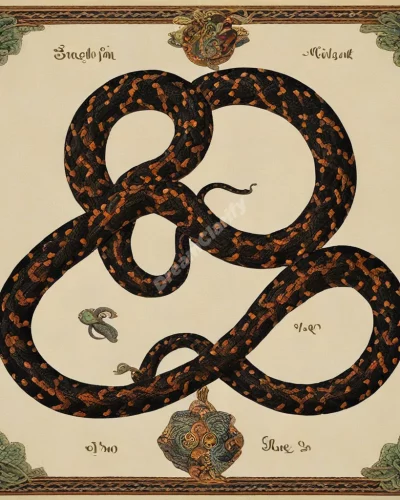 A two-headed snake with each head revealing different dream symbols, representing duality.