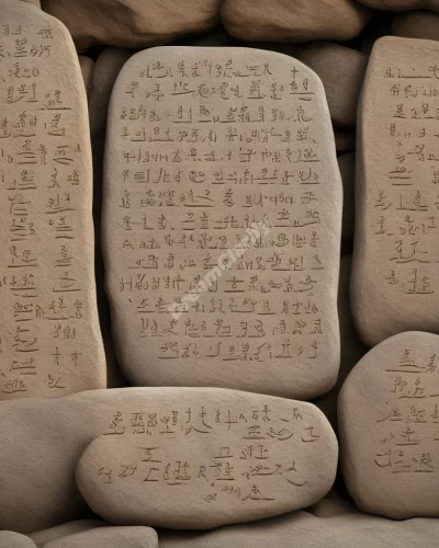 Inscriptions on ancient stones revealing dream messages, representing history and wisdom.