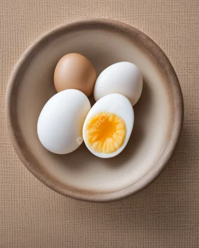 Boiled eggs revealing hidden symbols, representing nourishment and potential.