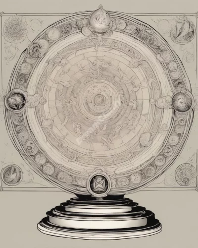 A pedestal holding a glowing object, surrounded by symbols of admiration and elevation.