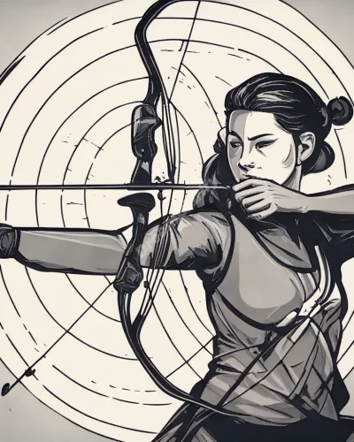 An archer aiming at dream targets, representing focus and goal-setting.