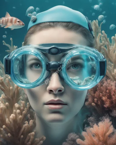 Goggles revealing clear underwater dream scenes, representing clarity and protection.