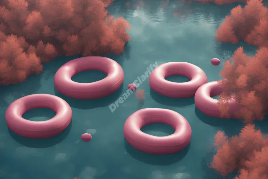 Inner tubes floating in a dream lake, representing support and relaxation.