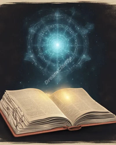 A glowing book with pages of life events, representing destiny and life path.