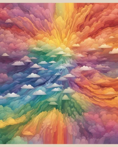 A rainbow of colors forming dream scenes, representing diversity and emotion.