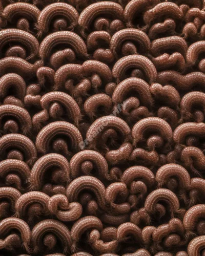 Millipedes forming patterns with their many legs, representing complexity and patience.