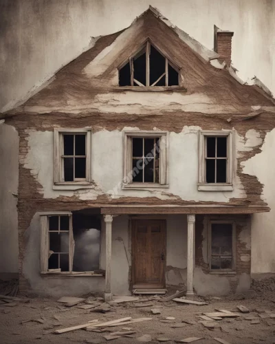 A house being renovated, revealing hidden dream symbols, representing transformation.