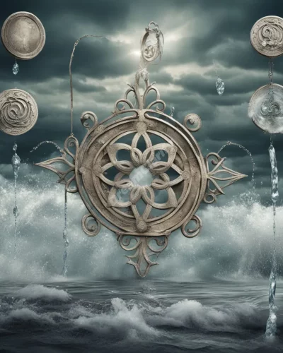 Water washing away old dream symbols, revealing new ones, representing cleansing and renewal.