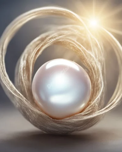 A pearl glowing with inner light, representing purity and wisdom.