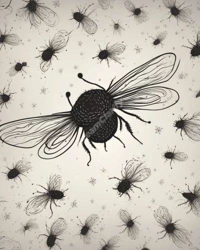 A fly buzzing around, forming patterns of dream symbols, representing annoyance.