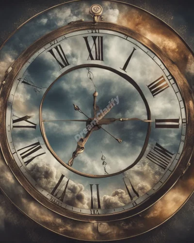 Clock hands spinning through different dream scenes, representing time and life phases.