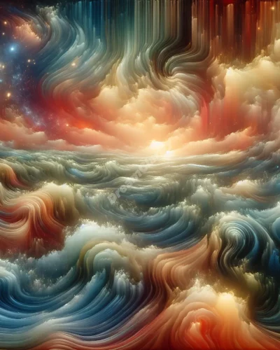 Waves of pleasure forming dream symbols, representing climax and release in orgasm dreams.