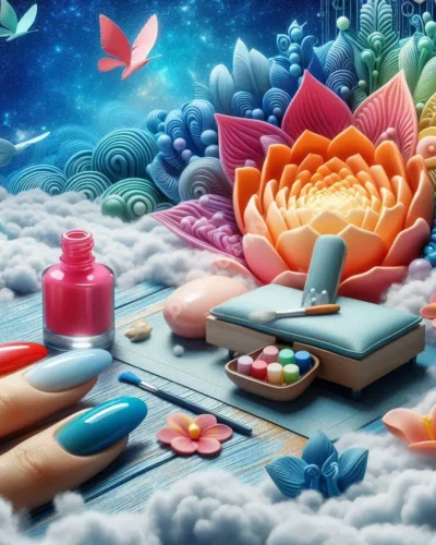 Dreaming of a nail salon: vibrant colors symbolize transformation and self-care in subconscious exploration.
