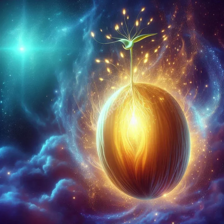 Mystical kernel dream symbol glowing with spiritual light, representing growth and transformation potential