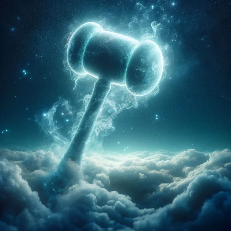 Mystical mallet dream symbol floating in starry night sky, representing dream interpretation symbolism.